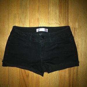 Black denim shorts